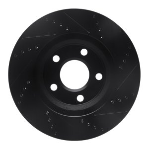Buick Park Avenue Brake Rotor (1) - Front Left - R1 Concepts - Drilled & Slotted - Black - `97-`05